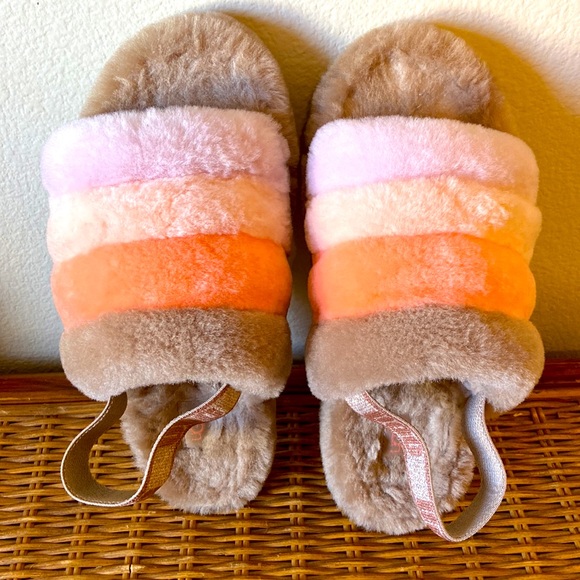 UGG FLUFF YEAH SLIDE SWEET PEACH SHEEPSKIN SLIDES - Picture 3 of 4